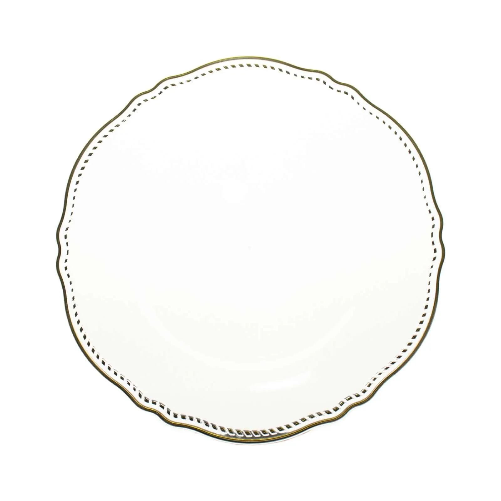 10 Pack 10" Clear Gold Scalloped Rim Disposable Dinner Plates, Large Plastic Party Plates