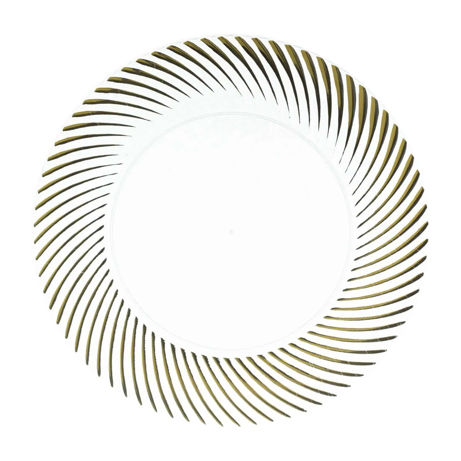 10 Pack Clear Plastic Party Plates with Gold Swirl Rim, 9" Round Disposable Dinner Plates