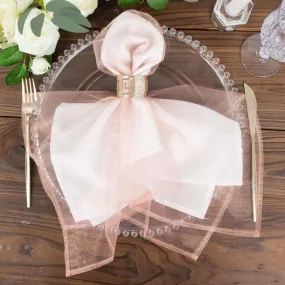 10 Pack Dusty Rose Sheer Organza Decorative Dinner Table Napkins - 23"x23"