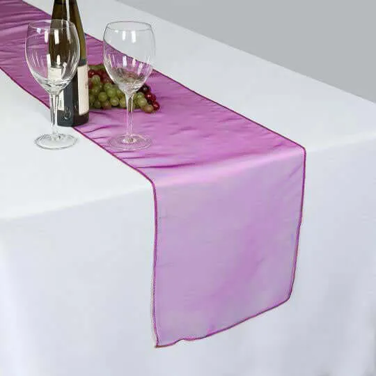 10 Pack Fuchsia Sheer Organza Table Runners - 14"x108"