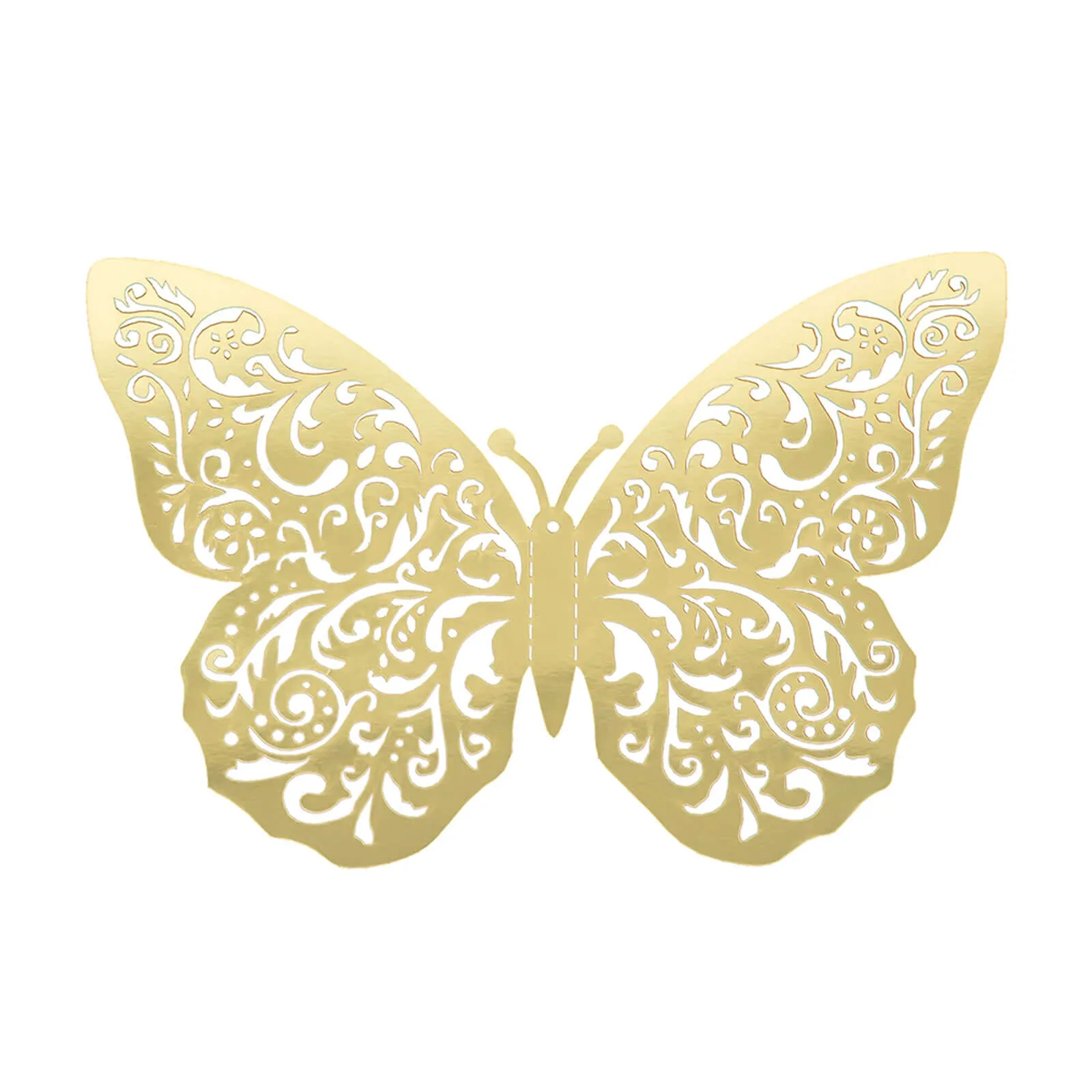 10 Pack Metallic Gold Foil Large 3D Butterfly Wall Stickers, 8"x12" Butterfly Paper Charger Placemat