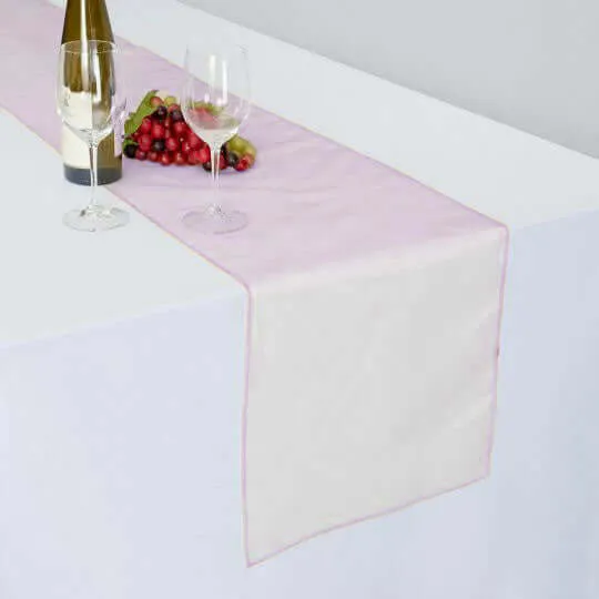 10 Pack Pink Sheer Organza Table Runners - 14"x108"