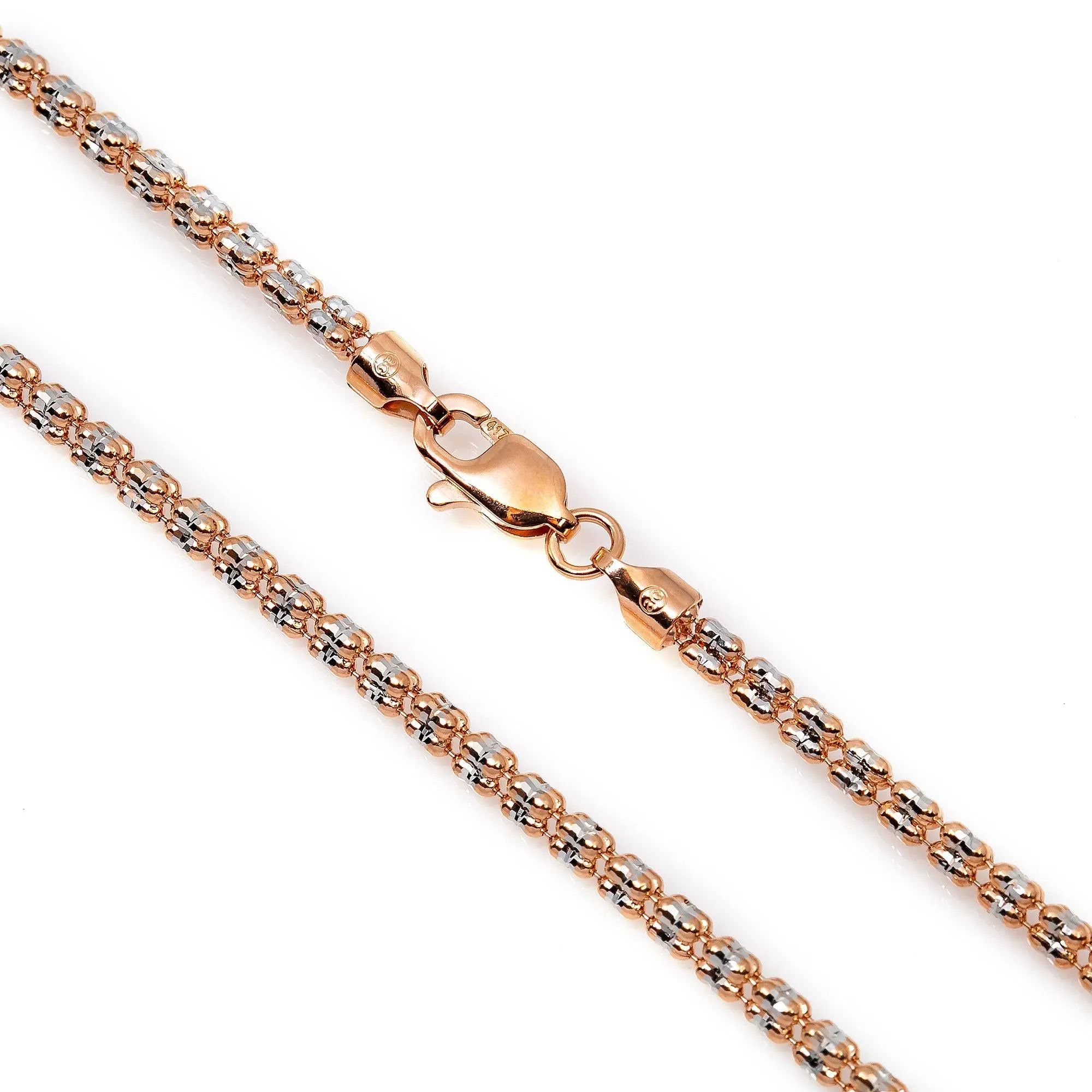 10K Rose Gold 2.5mm Ice Chain Available In Sizes 18"-26"