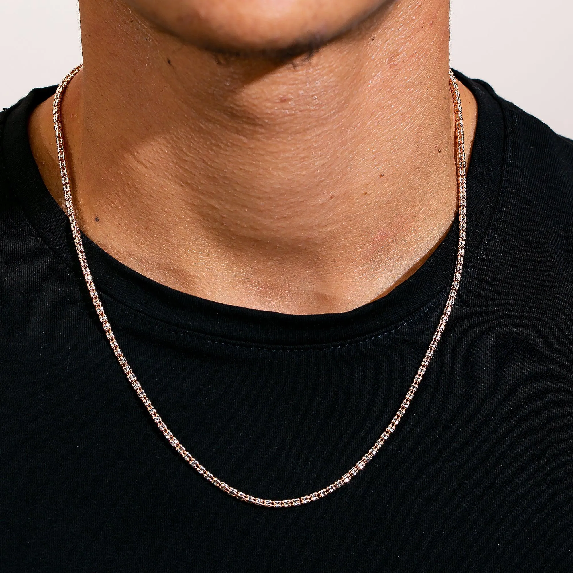 10K Rose Gold 2.5mm Ice Chain Available In Sizes 18"-26"