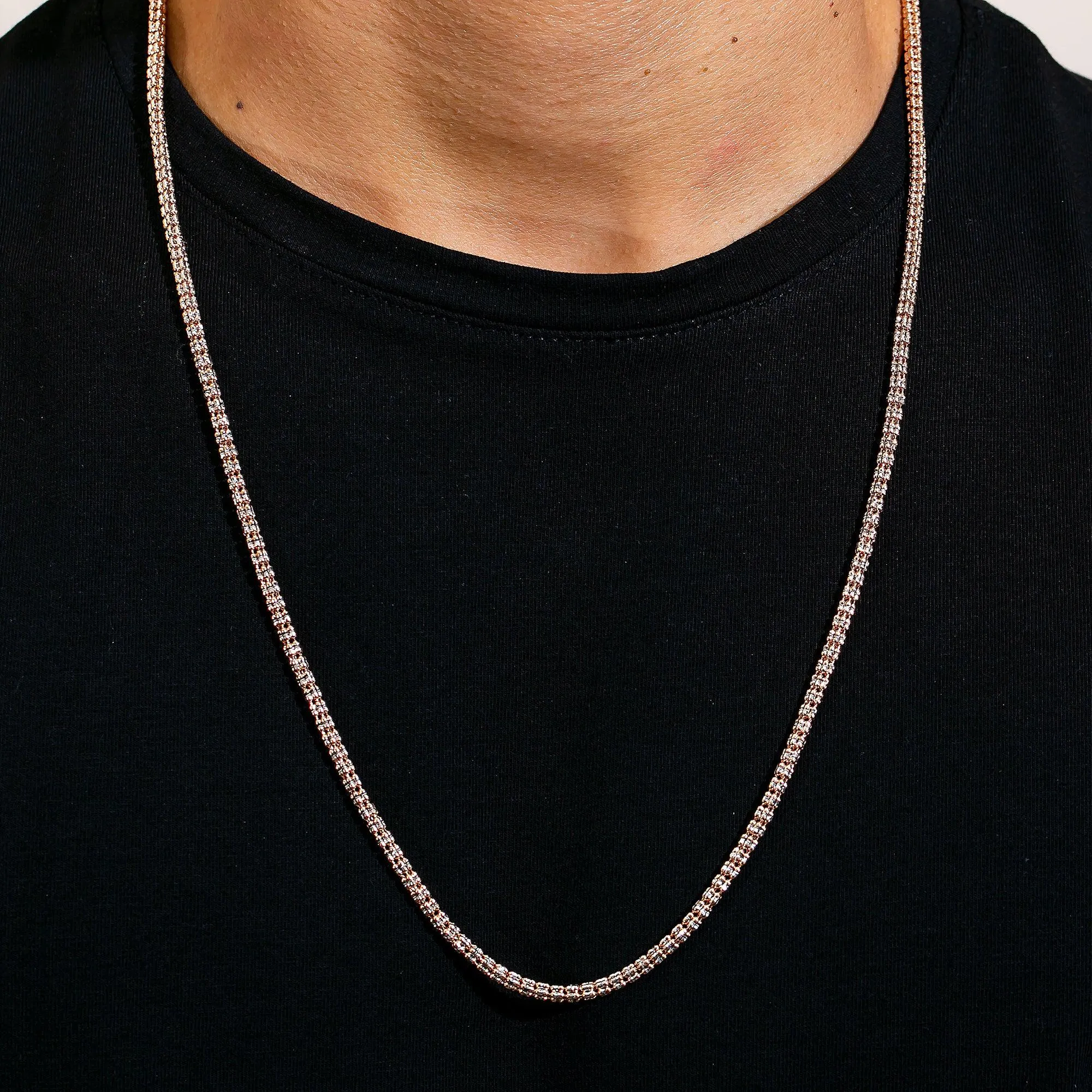 10K Rose Gold 3.35mm Ice Chain Available In Sizes 18"-26"