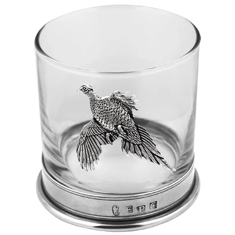 11oz Pheasant Pewter Whisky Glass Tumbler Set of 2