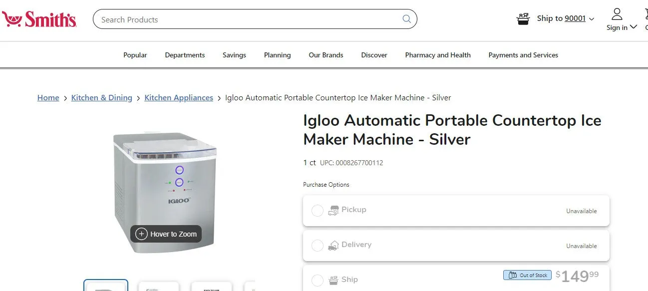 12622001 IGIOO SILVER AUTOMATIC ICE MAKER