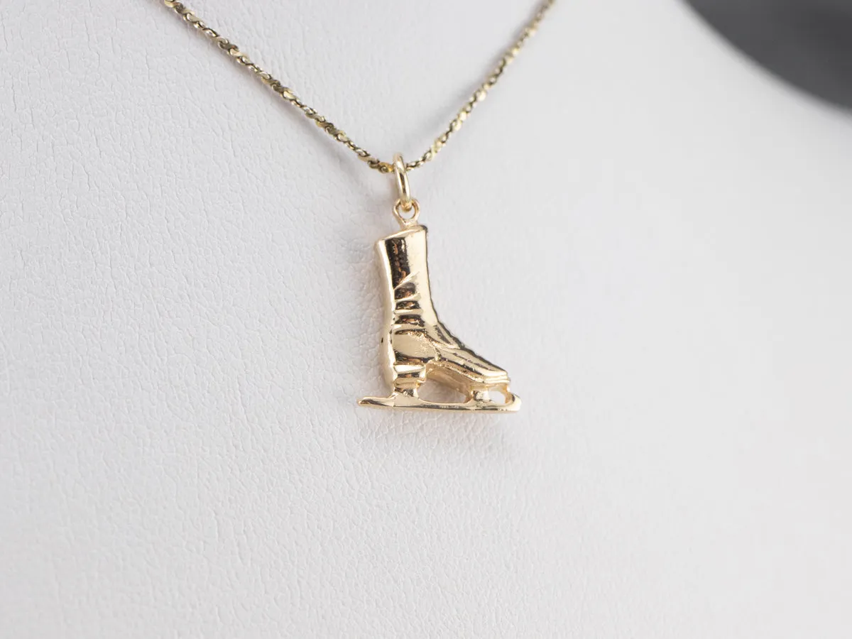 14K Gold Ice Skate Charm