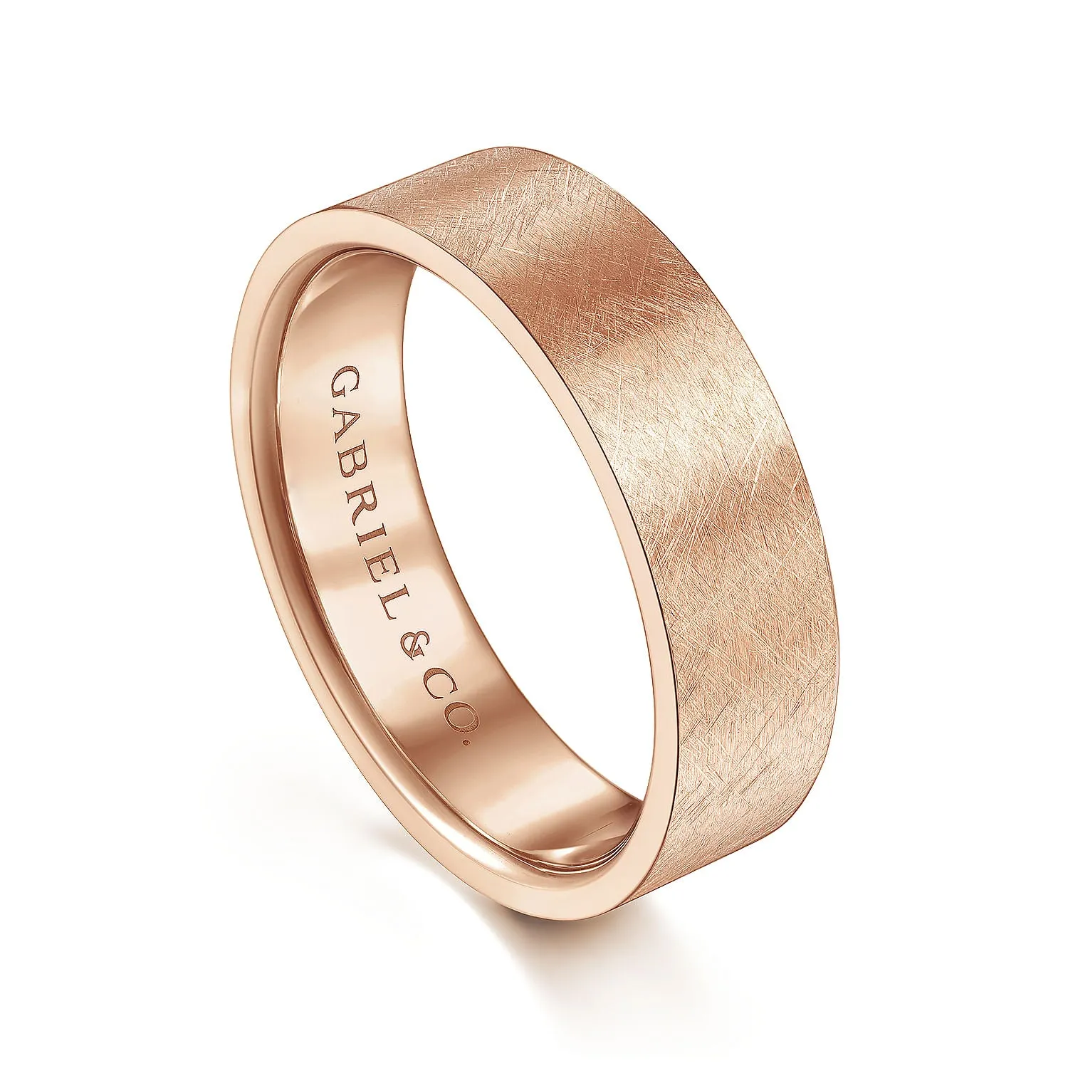 14K Rose Gold 6mm - Men's Wedding Band in Brushed Finish