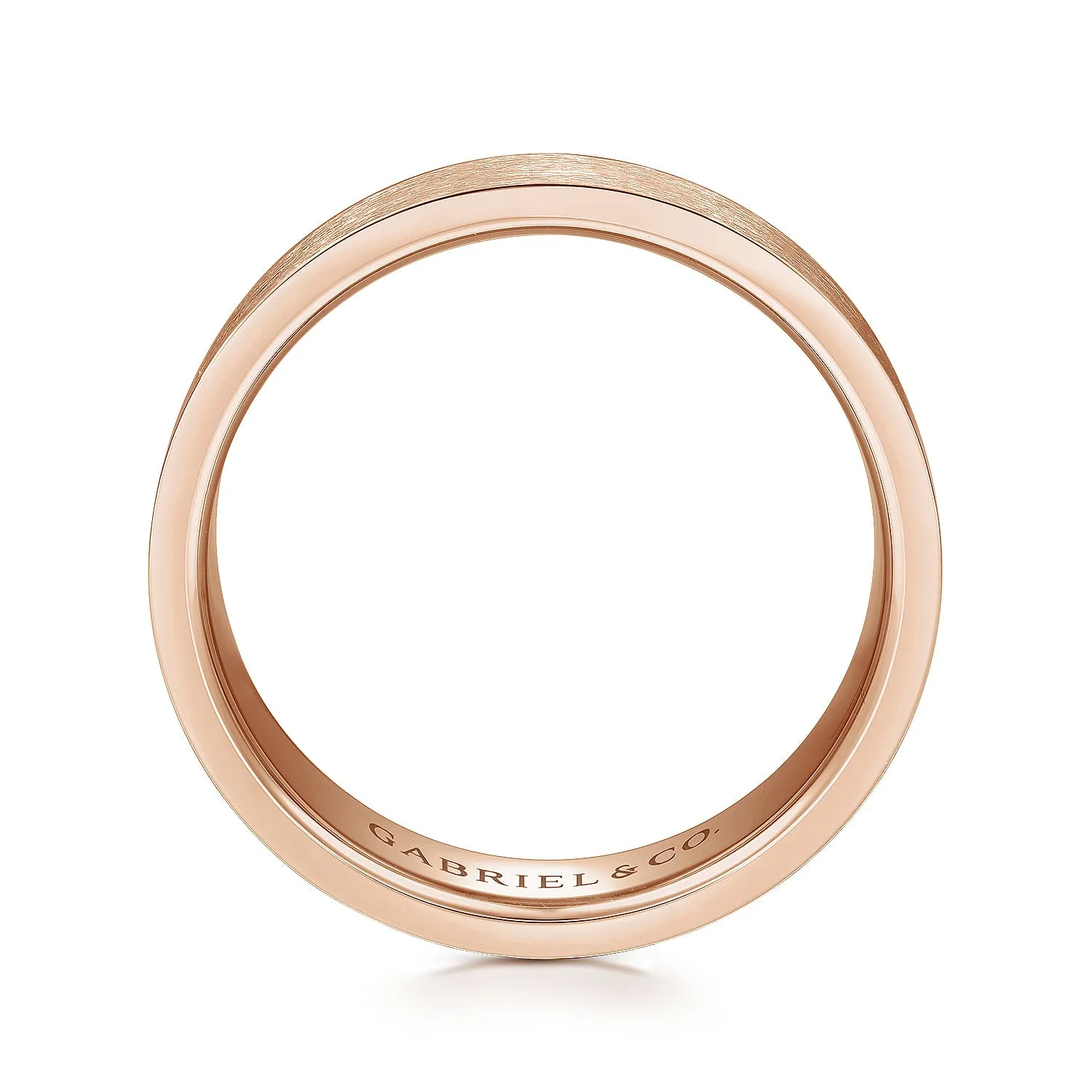 14K Rose Gold 6mm - Men's Wedding Band in Brushed Finish