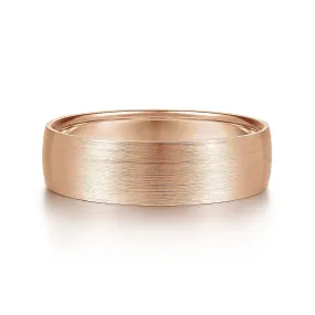 14K Rose Gold 6mm - Men's Wedding Band in Satin Finish