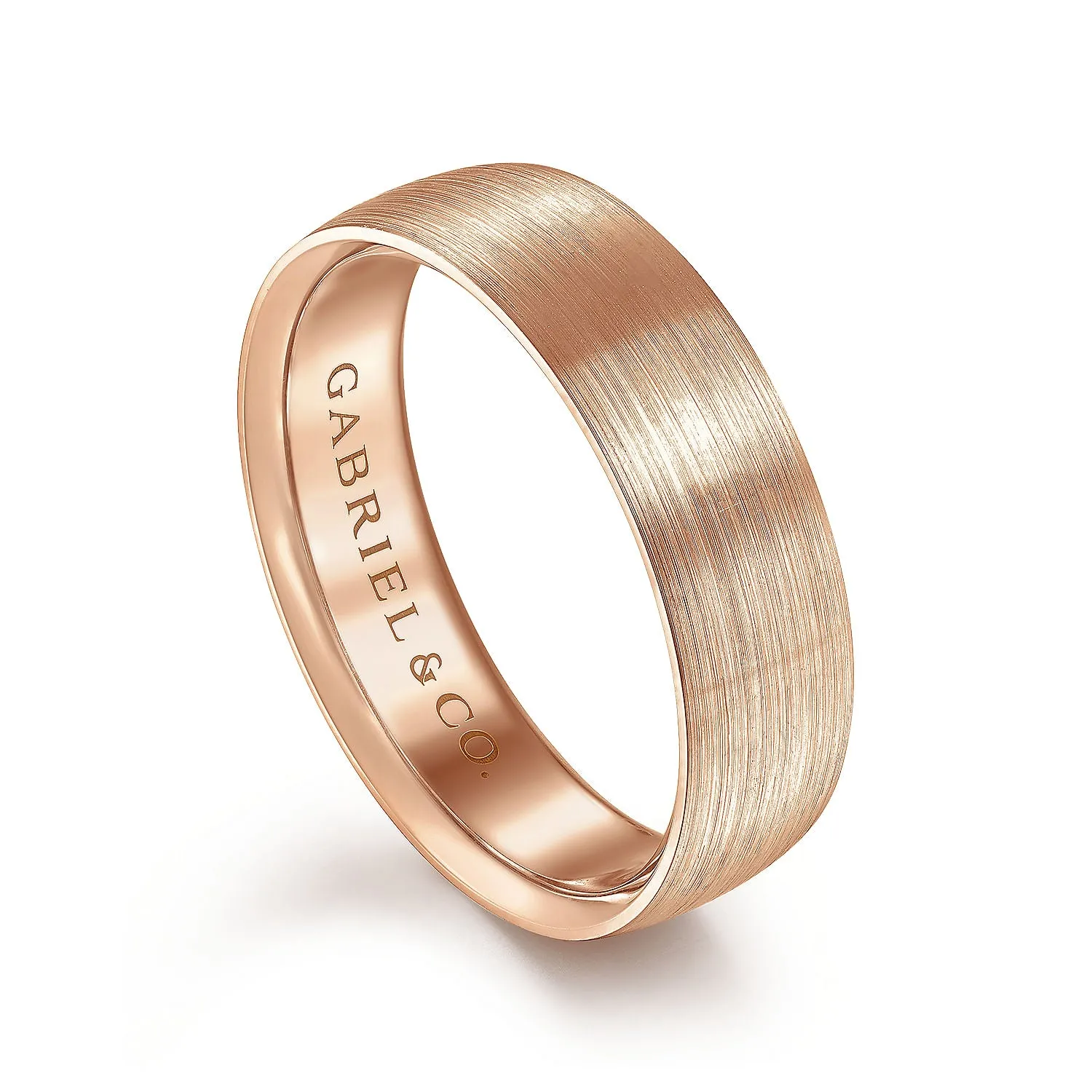 14K Rose Gold 6mm - Men's Wedding Band in Satin Finish