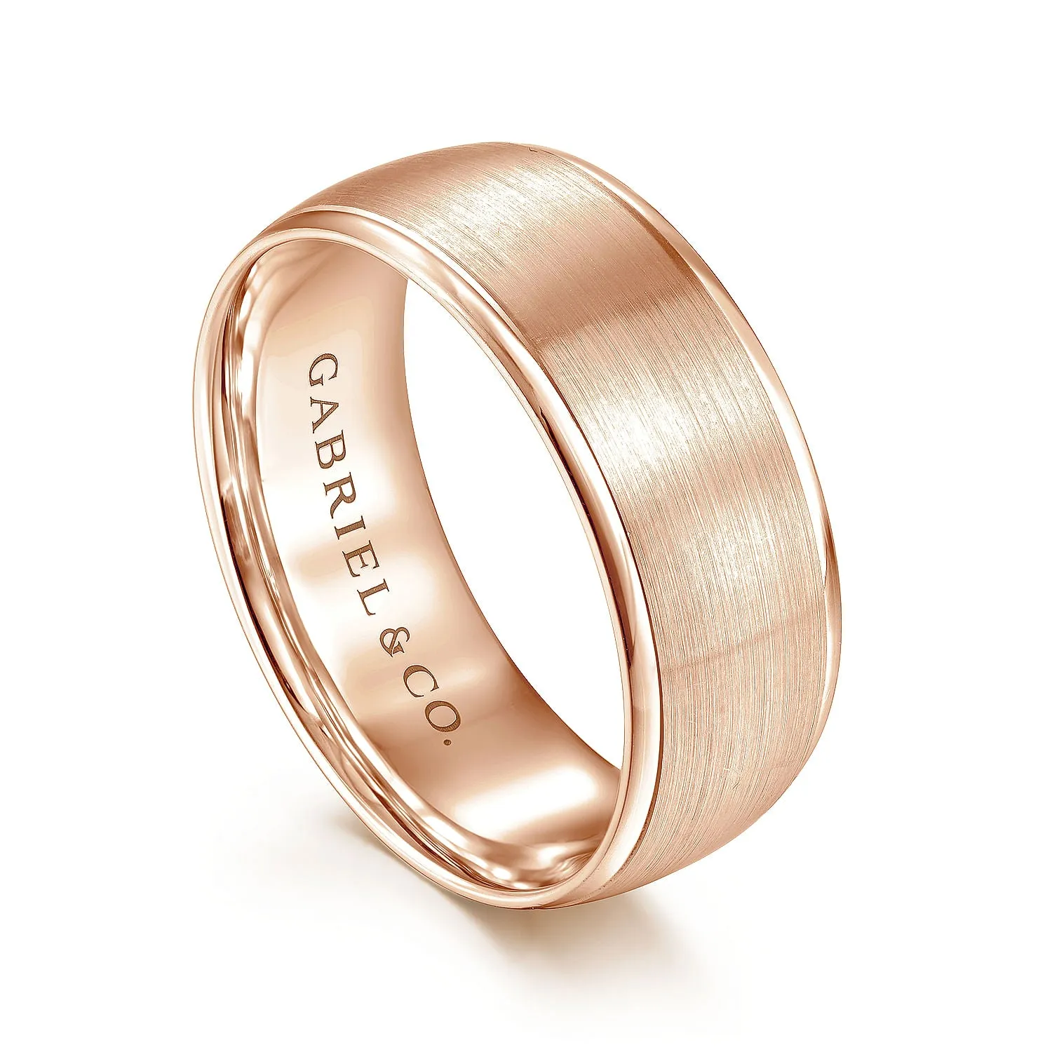 14K Rose Gold 8mm - Men's Wedding Band in Satin Finish