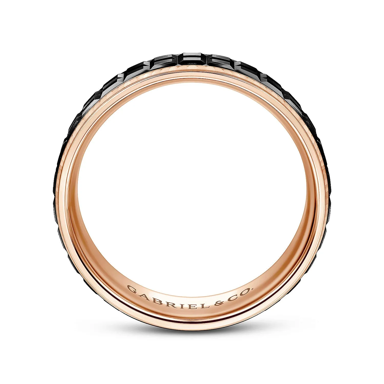 14K Rose Gold Cubic Men's Wedding Band