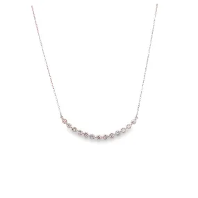 14K White Gold Curved Diamond Bar Necklace - .50ctw