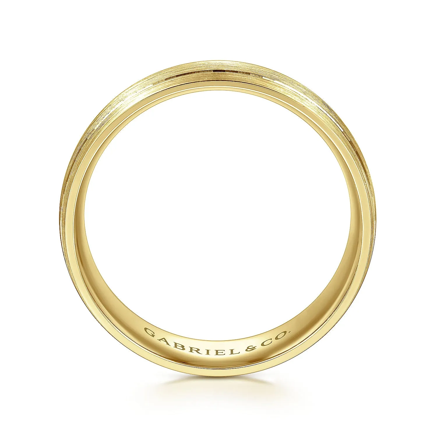 14K Yellow Gold 7mm - Men's Wedding Band in Satin Finish