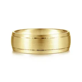 14K Yellow Gold 7mm - Men's Wedding Band in Satin Finish