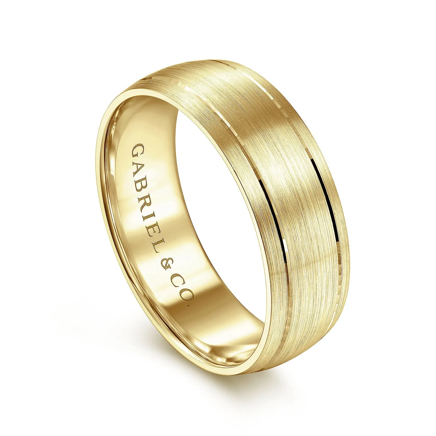 14K Yellow Gold 7mm - Men's Wedding Band in Satin Finish