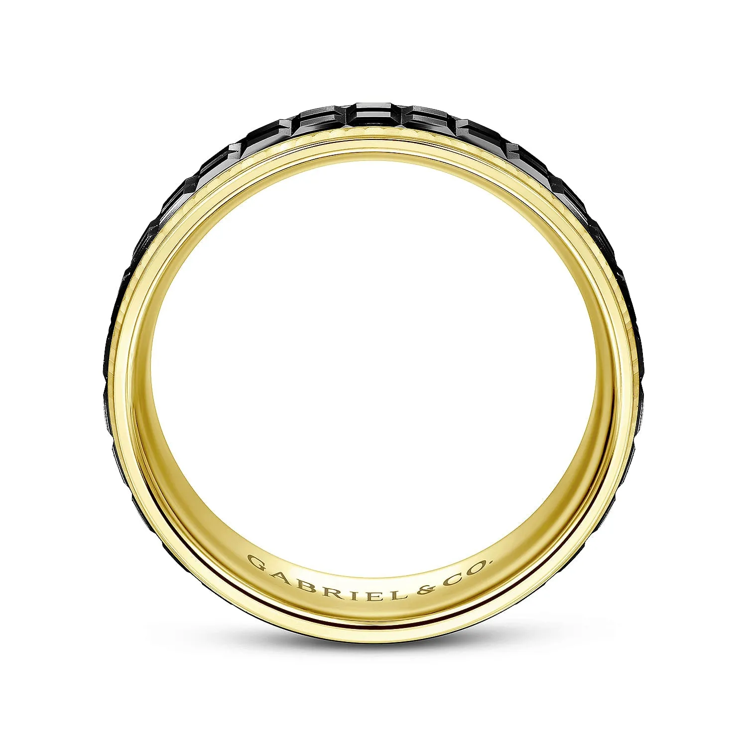 14K Yellow Gold Cubic Men's Wedding Band