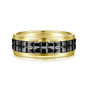 14K Yellow Gold Cubic Men's Wedding Band