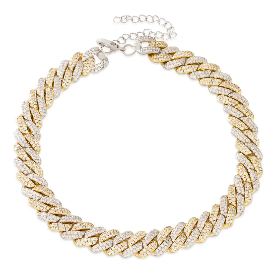 15mm Iced Diamond-Cut Miami Cuban Link Choker Chain