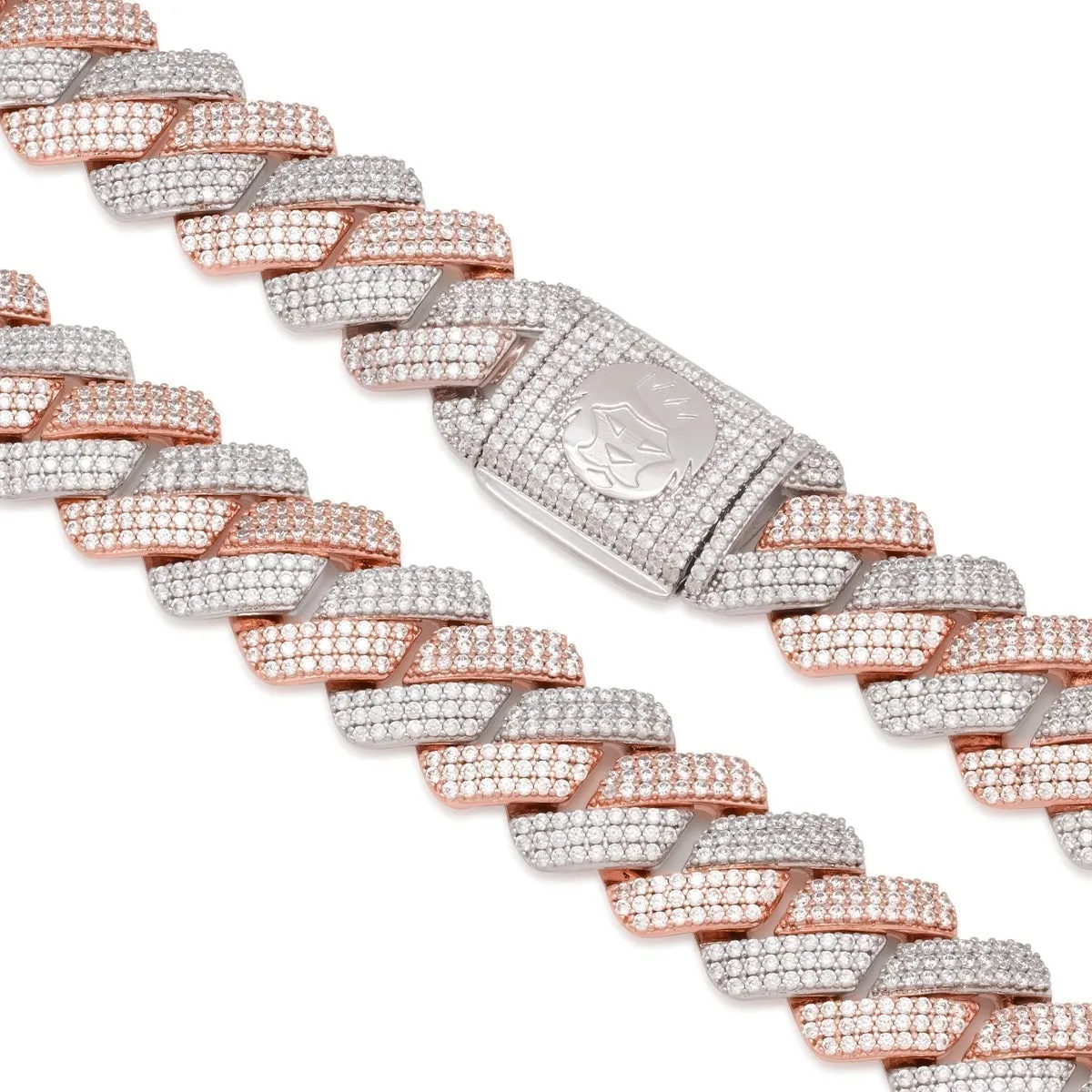 18mm Rose Gold Iced Diamond-Cut Miami Cuban Link Chain