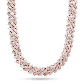 18mm Rose Gold Iced Diamond-Cut Miami Cuban Link Chain