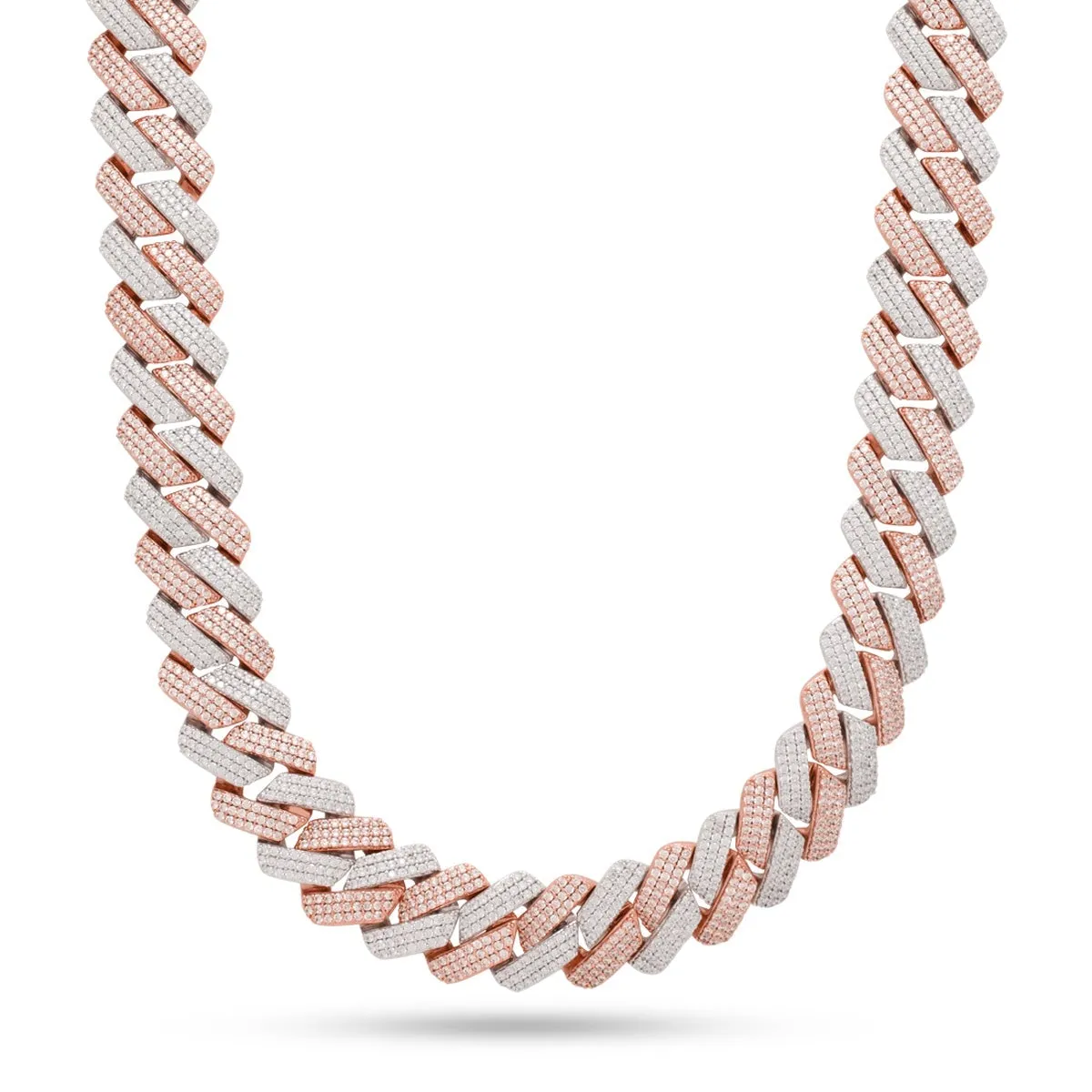 18mm Rose Gold Iced Diamond-Cut Miami Cuban Link Chain