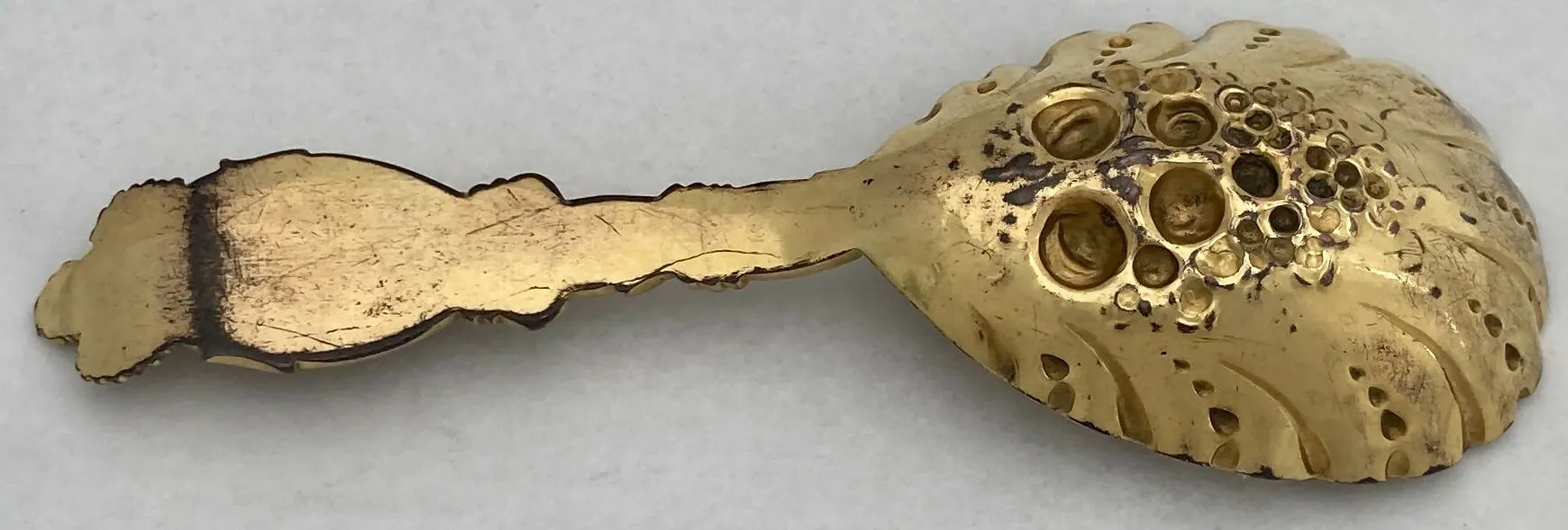 19th Century Gilt Metal Naturalistic Caddy Spoon.