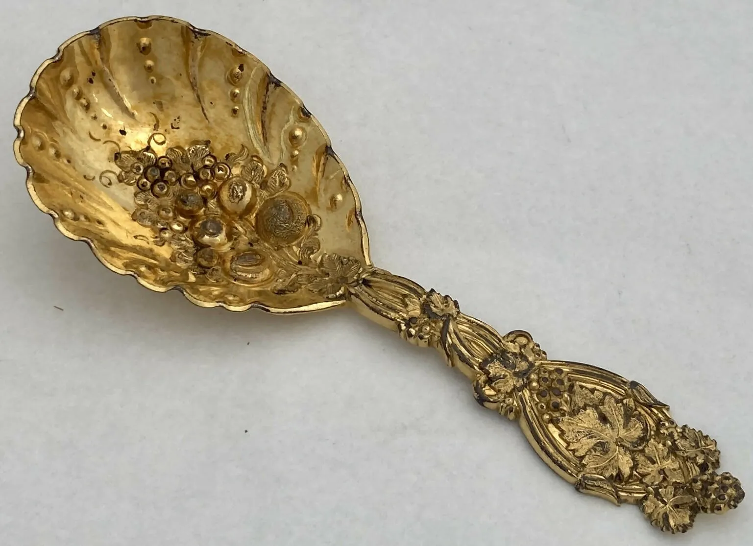 19th Century Gilt Metal Naturalistic Caddy Spoon.