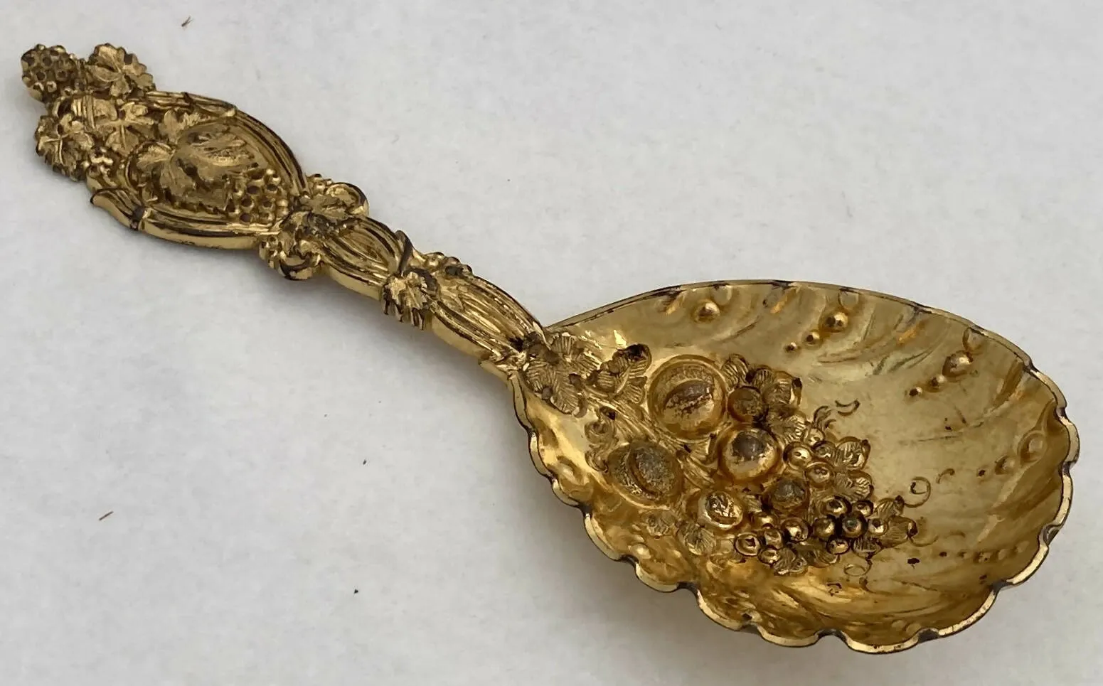 19th Century Gilt Metal Naturalistic Caddy Spoon.