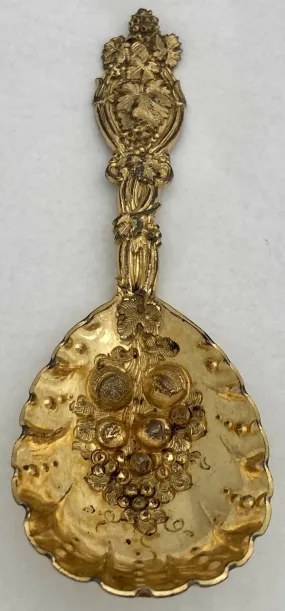 19th Century Gilt Metal Naturalistic Caddy Spoon.