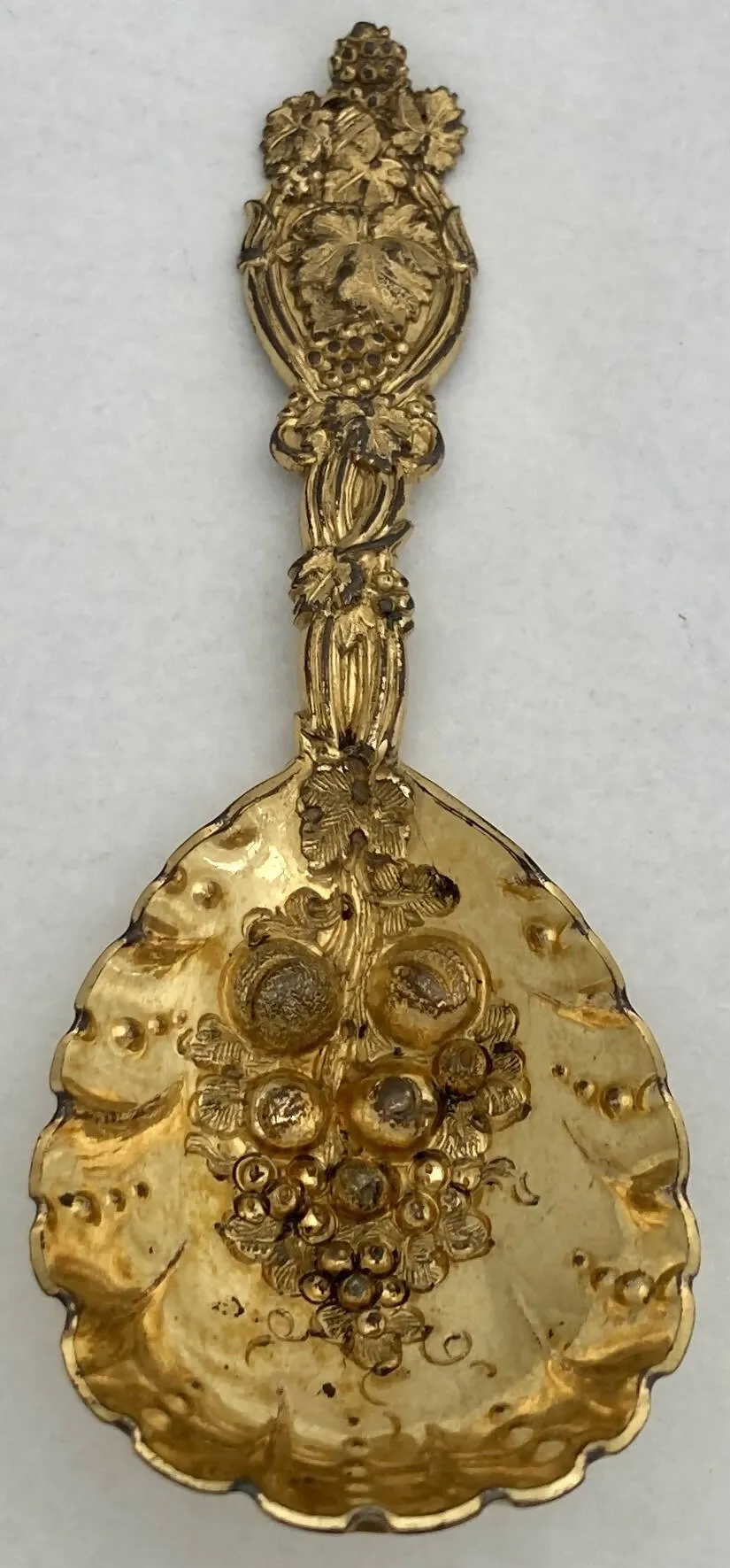 19th Century Gilt Metal Naturalistic Caddy Spoon.