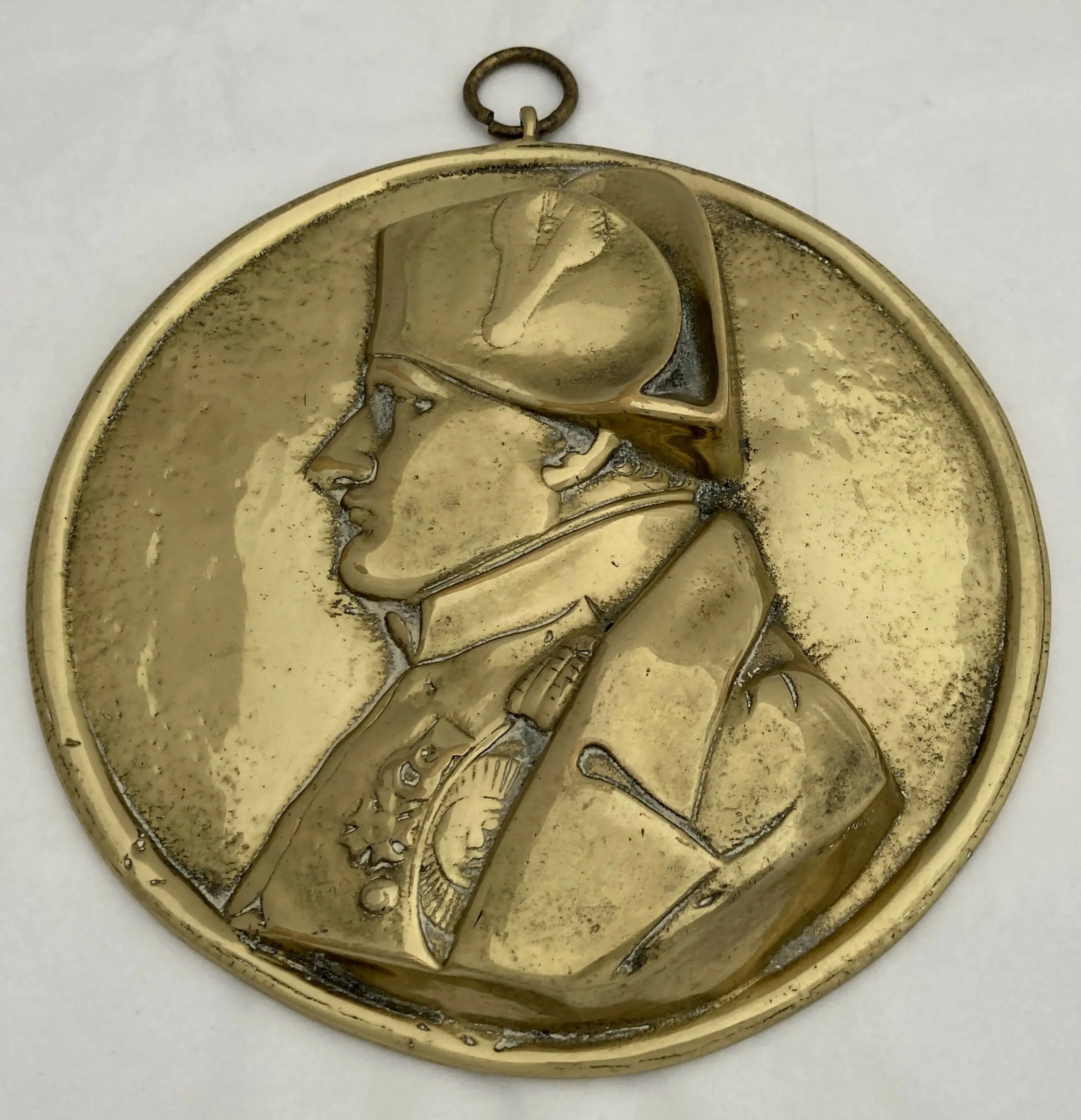 19th Century Napoleon Bonaparte Brass Relief Plaque.