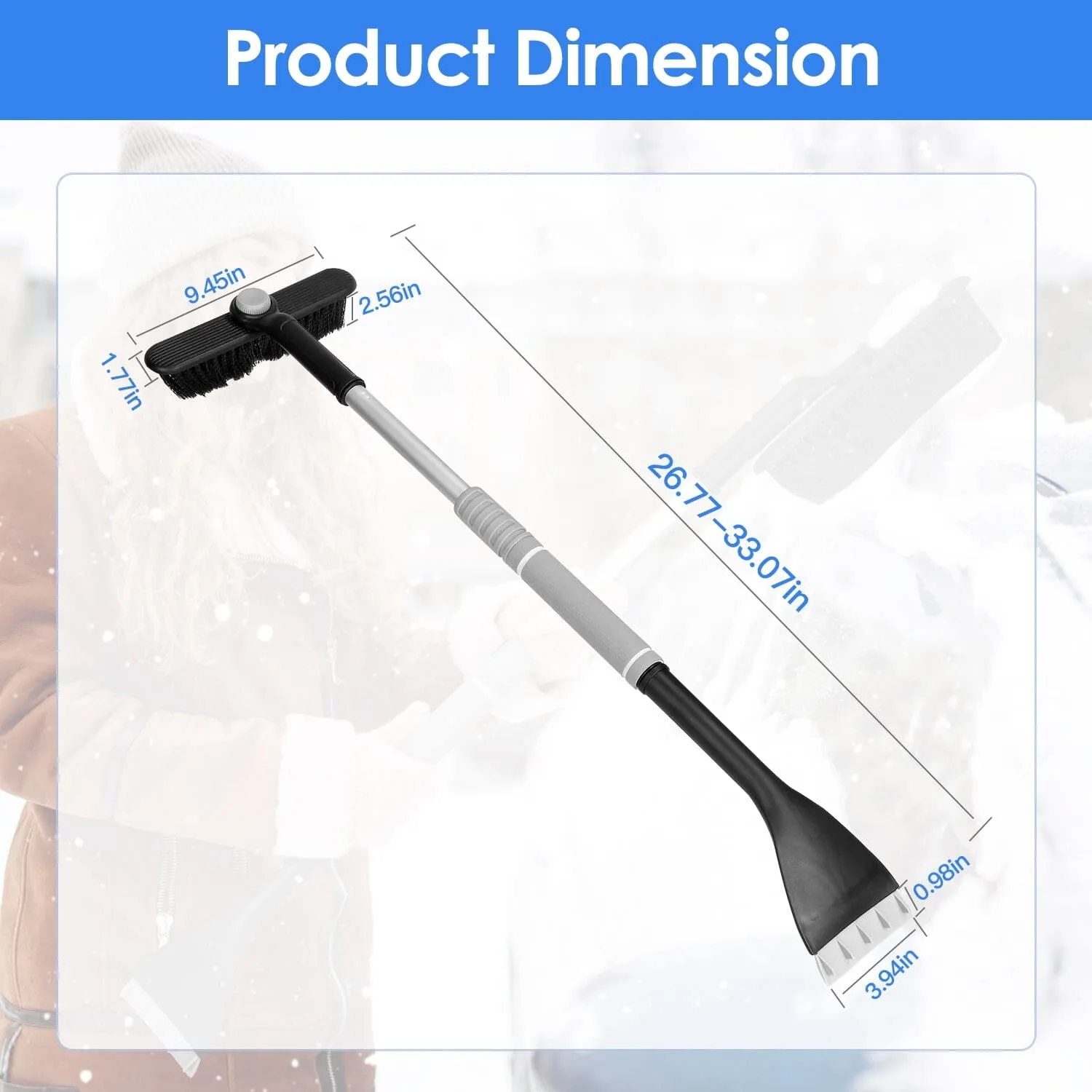 2-in-1 Automobile Snow Shovel Frost Removal with 360¬∞ Pivoting Brush Head