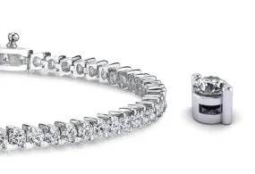 2 Prong Set Round Diamond  Tennis Bracelet with 10.08 ct.(finished) 3.9mm