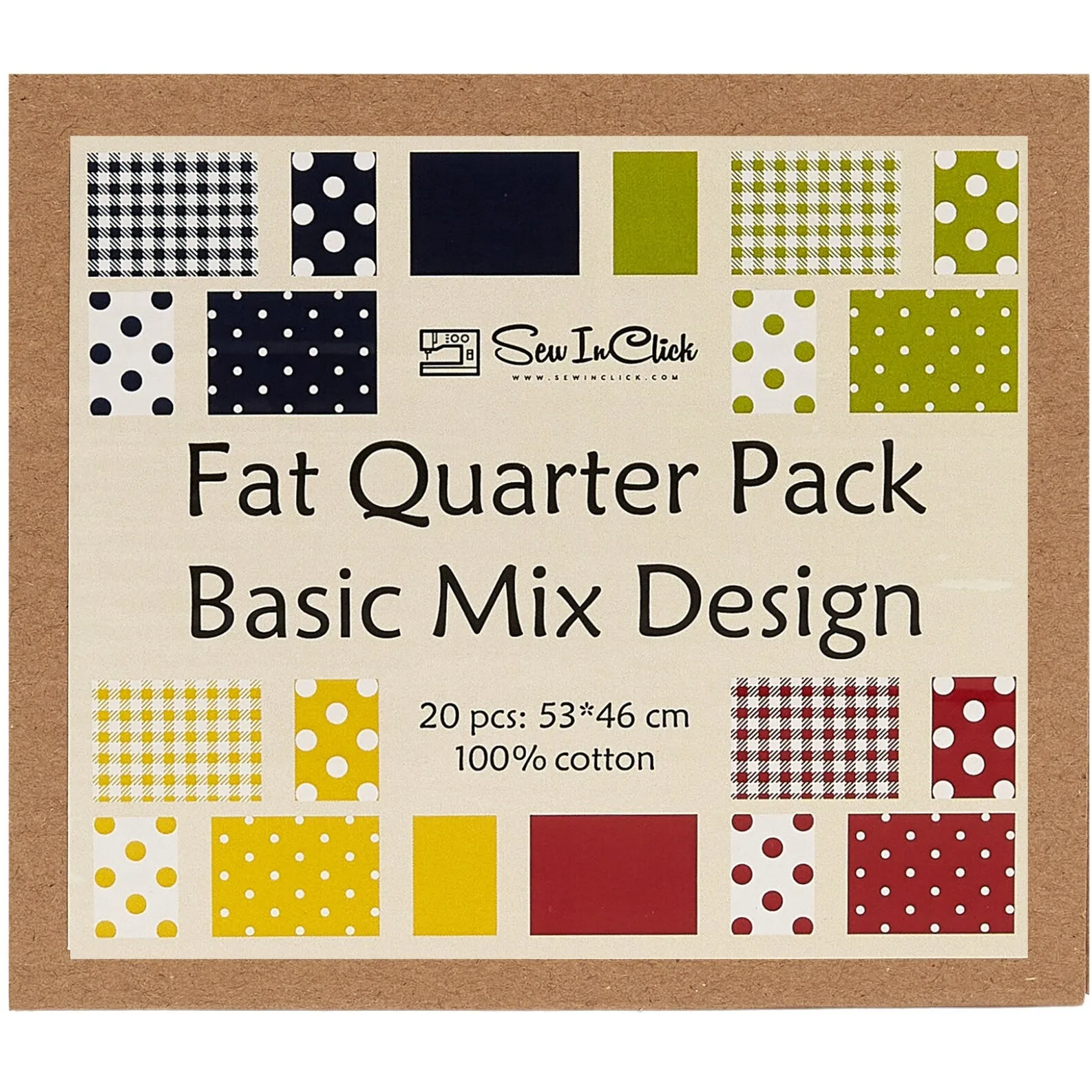 20 Fat Quarter Bundle -100% Cotton | Basic Mix Design - 20 pcs - Polka-dot  5 Patterns | Quilting & Crafting Fabric | Special Gift Set