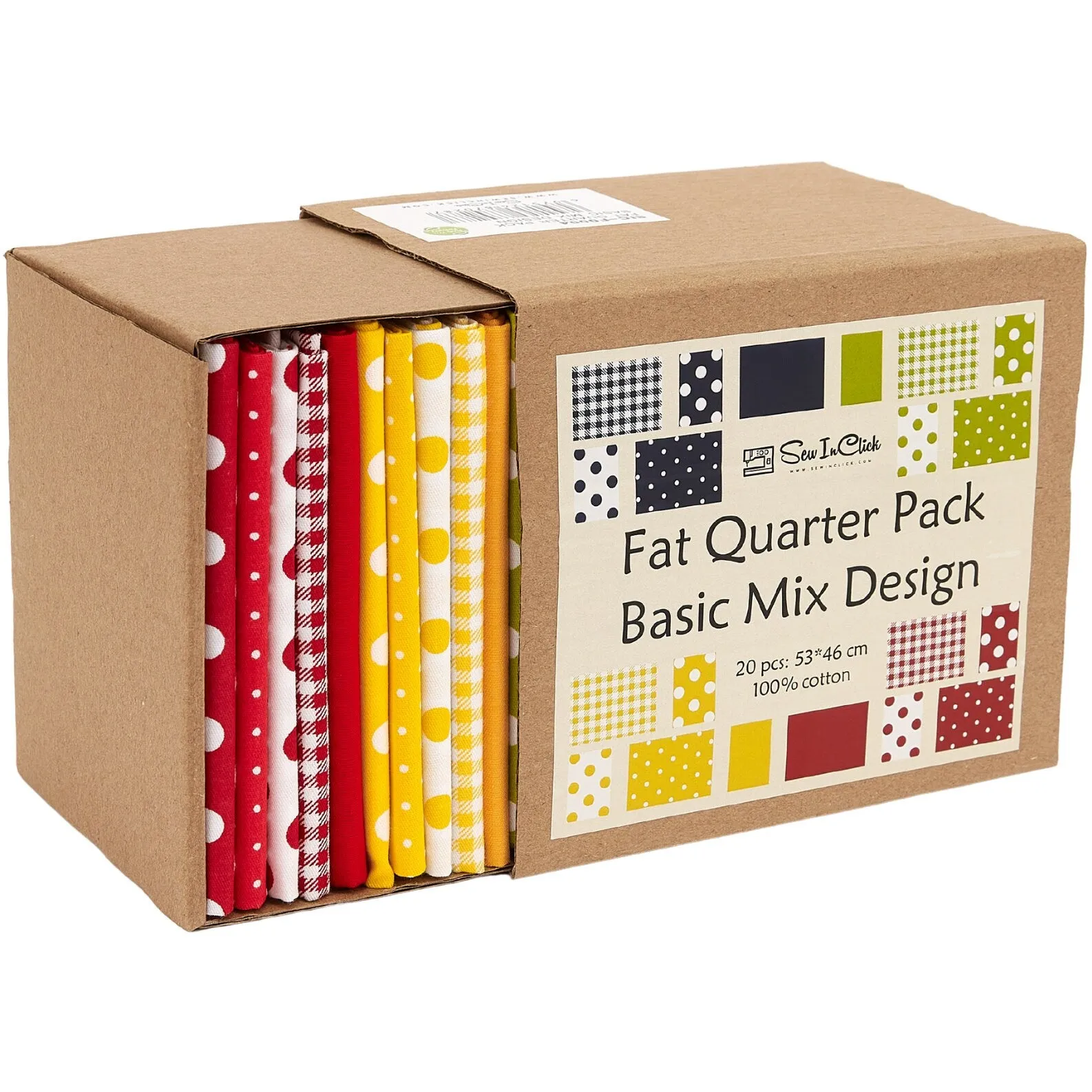 20 Fat Quarter Bundle -100% Cotton | Basic Mix Design - 20 pcs - Polka-dot  5 Patterns | Quilting & Crafting Fabric | Special Gift Set