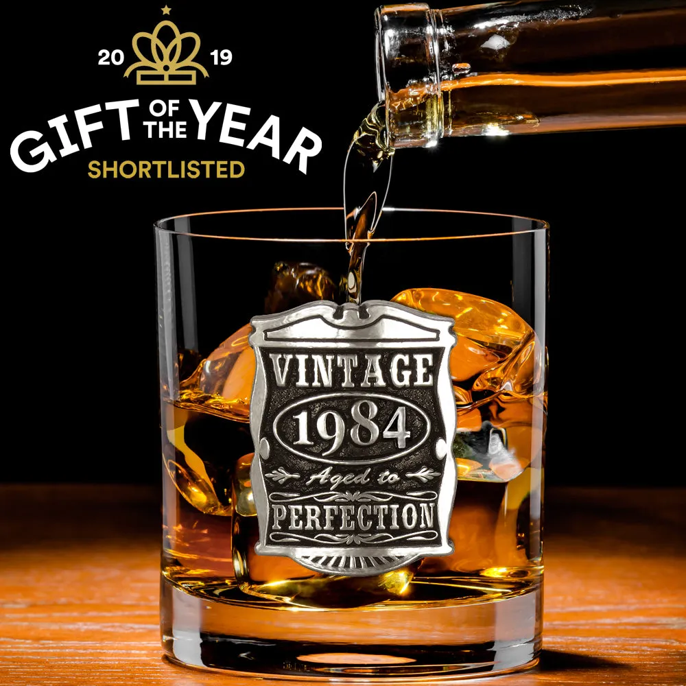 40th Birthday or Anniversary Gift 1984 Vintage Years Pewter Whisky Glass Tumbler