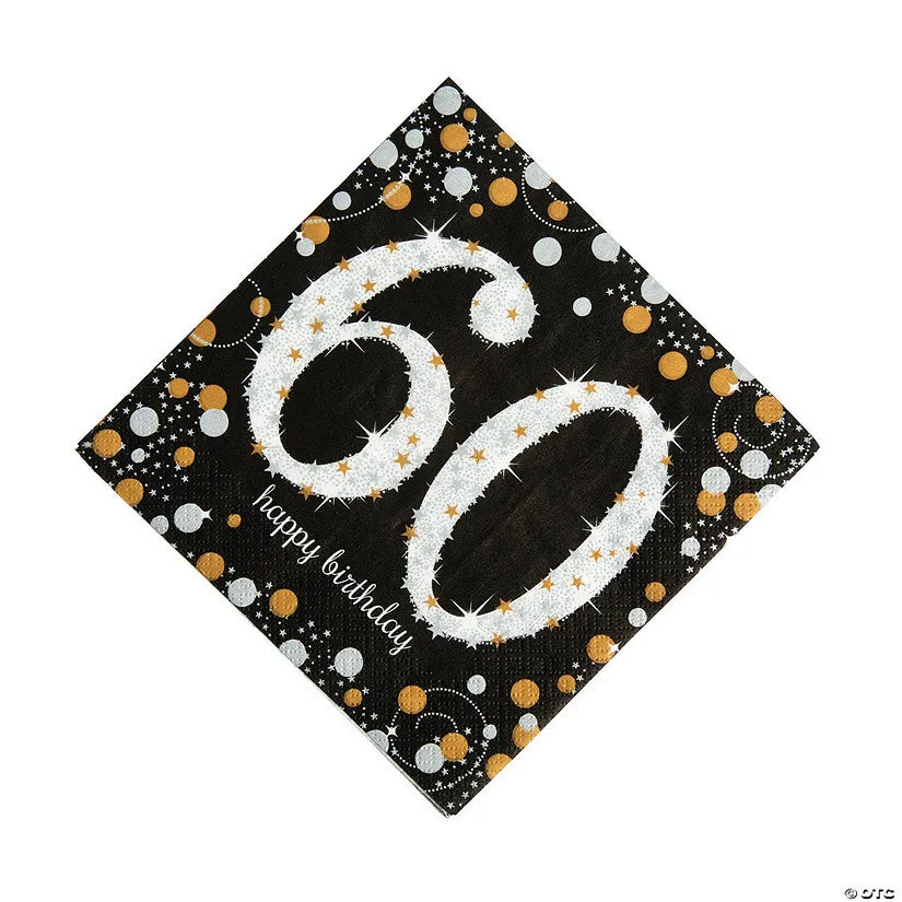 60TH BIRTHDAY BEVERAGE NAPKINS - SPARKLING CELEBRATION