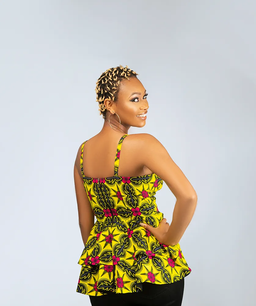 African Print Zahra Bustier Top