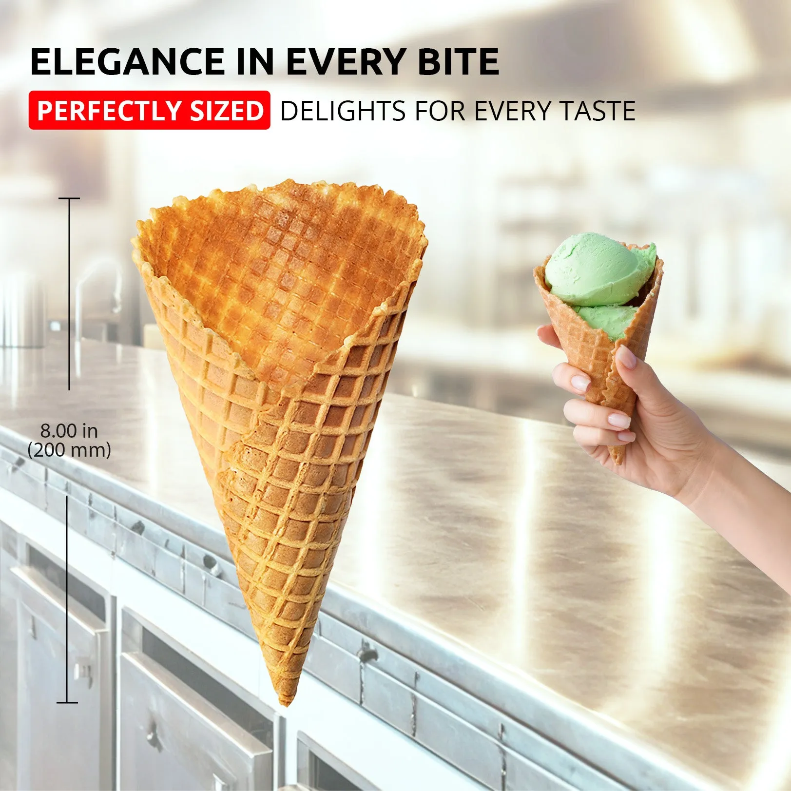 ALDKitchen Waffle Cone Maker | Commercial Double Ice Cream Cone Maker | Stainless Steel | Nonstick Coating | 2kW