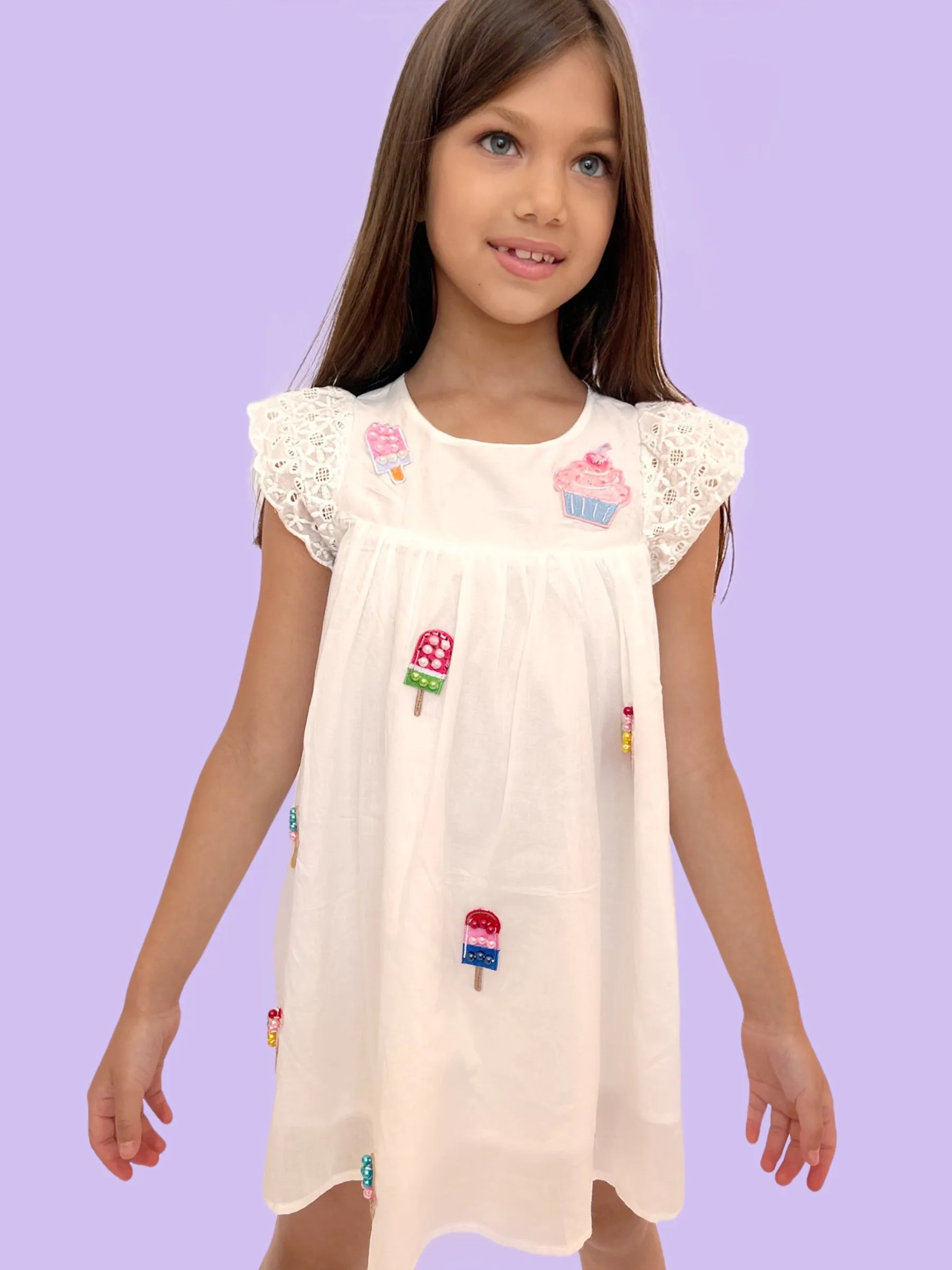 All About Beaded Ice Cream Ruffle Dress