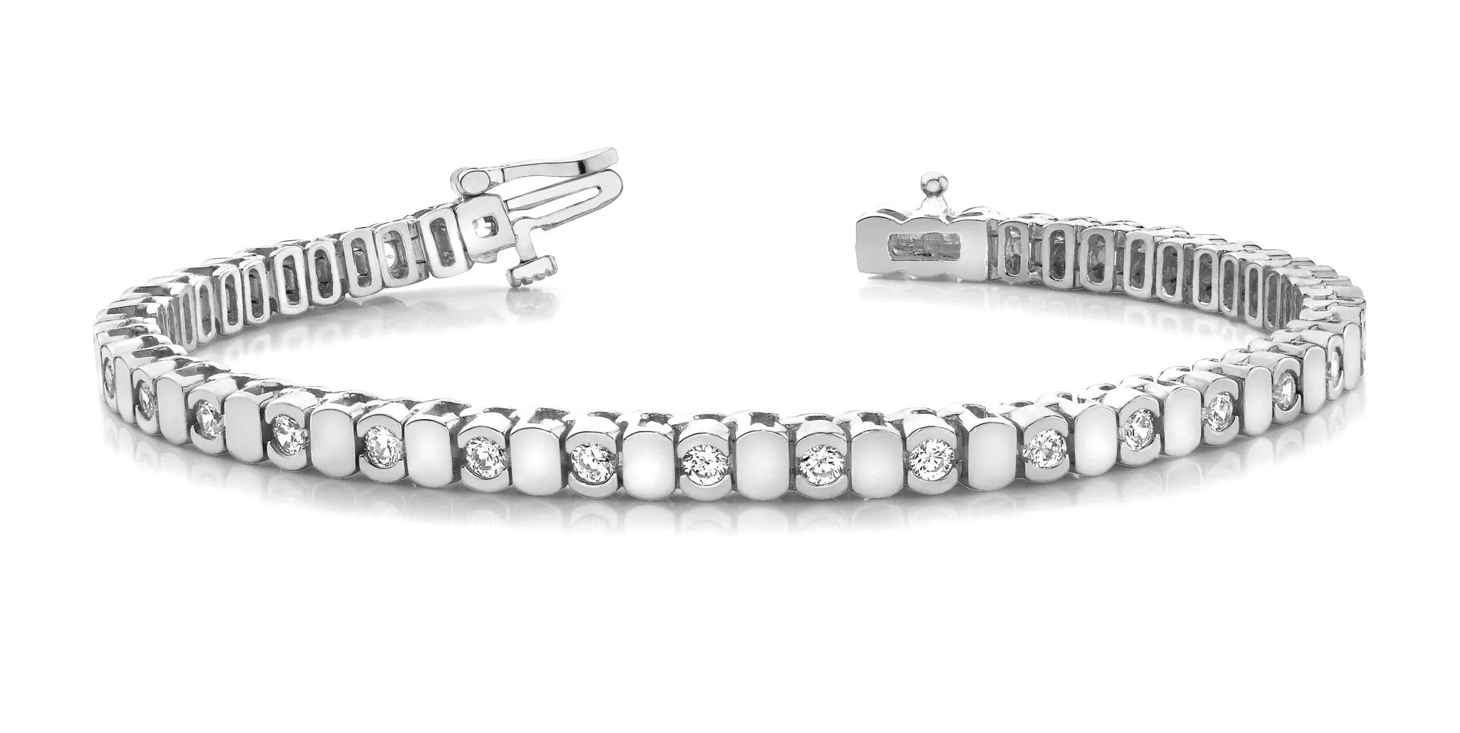 Alternating Bezel Diamond Bracelet with 1.74 ct.(finished) 2.5mm