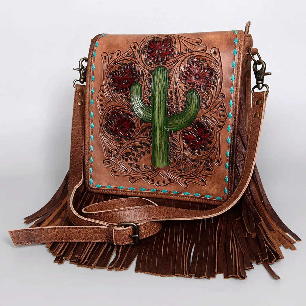 American Darling Cactus Tooled with Fringe Purse