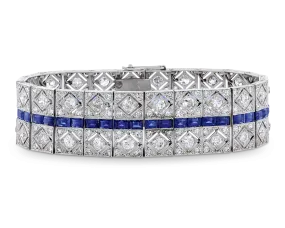 Art Deco Diamond and Sapphire Bracelet