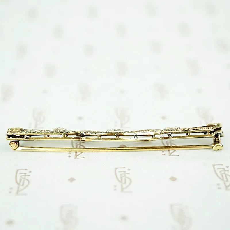 Art Deco Filigree Bow & Arrow Bar Pin