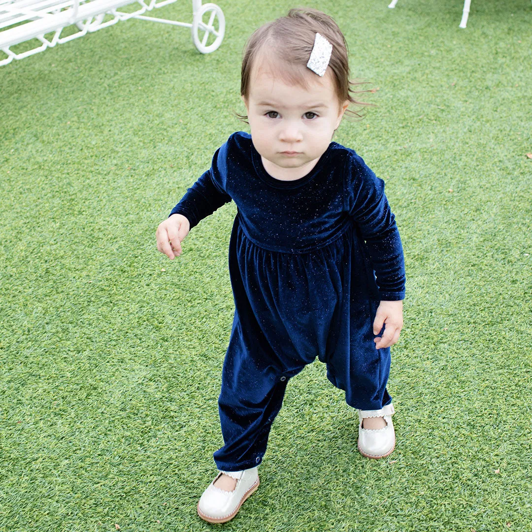 Baby Girls Velour Steph Jumper - Navy Sparkle