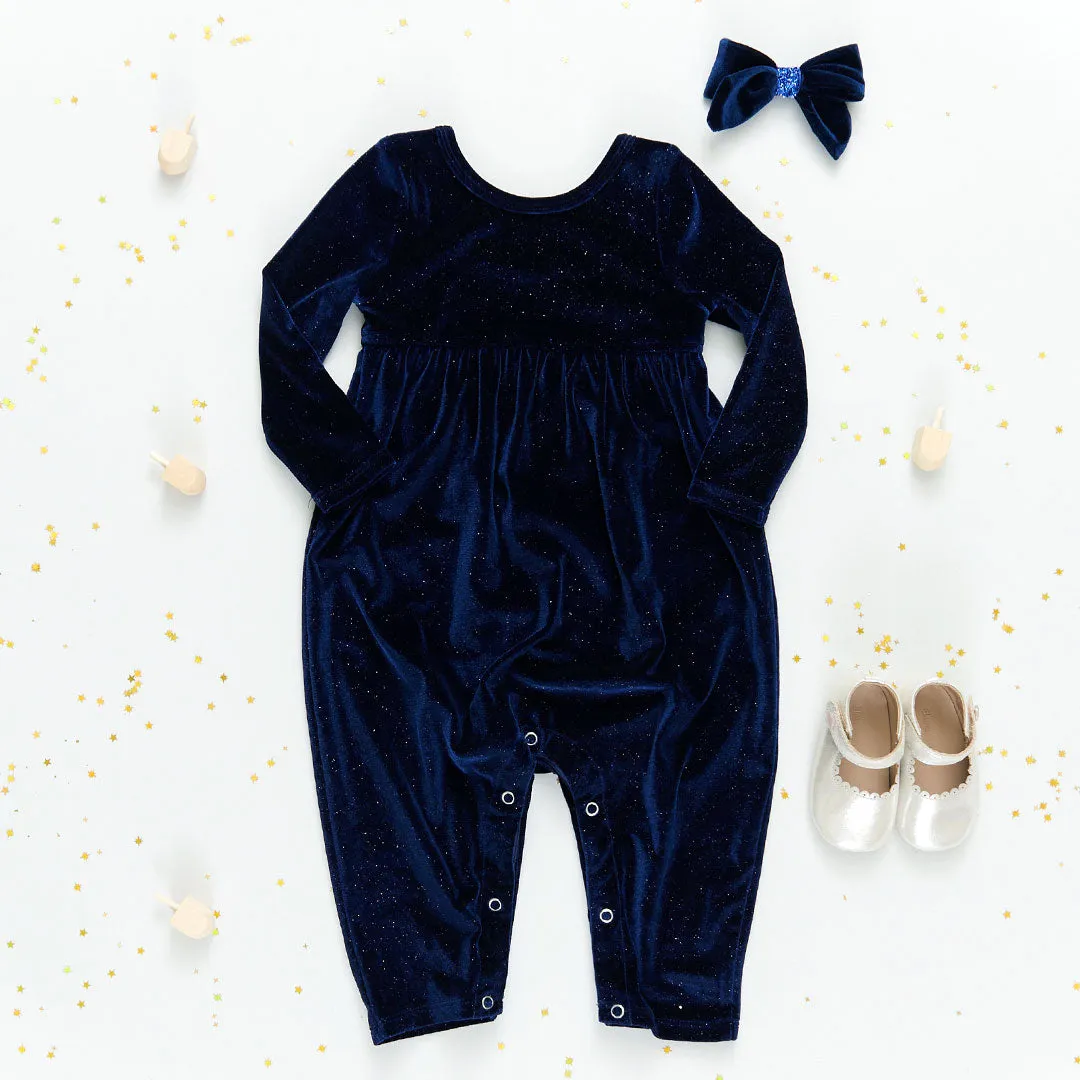 Baby Girls Velour Steph Jumper - Navy Sparkle