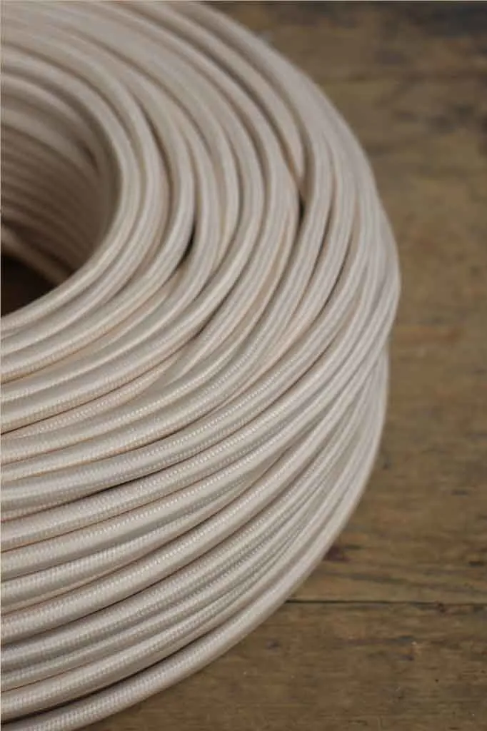 Beige Braided Light Cord - 3 Core Insulated Cable